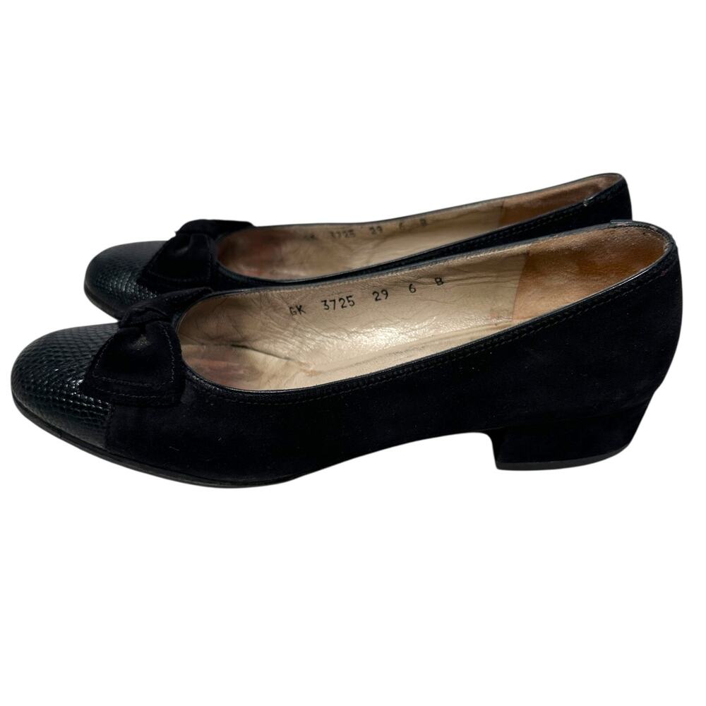 Salvatore Ferragamo Flats Women’s 6 B Black Pebbled Leather Nubuck Bow Shoes‎ - Picture 4 of 9
